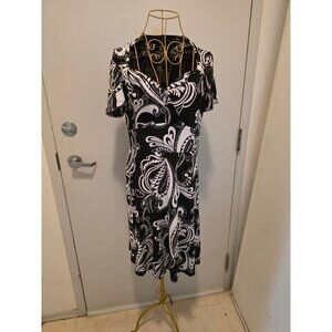 Spense Black White Women's Dress Size 6 Polyester Spandex